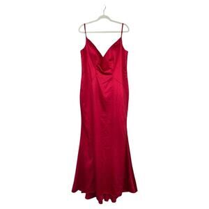 MAC DUGGAL Red Satin Gown Long Dress Plus Size 14 Formal Glam Event Gala Dance